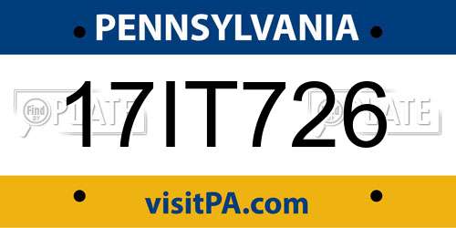17IT726 Pennsylvania License Plate