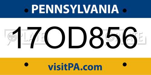 17OD856 Pennsylvania License Plate