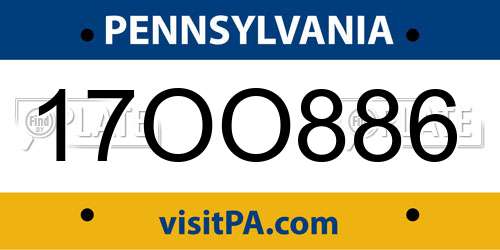 17OO886 Pennsylvania License Plate