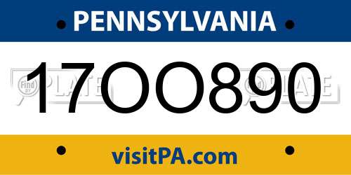 17OO890 Pennsylvania License Plate