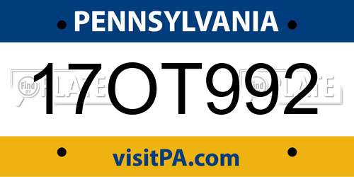 17OT992 Pennsylvania License Plate