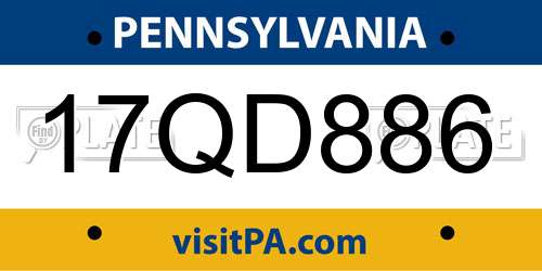 17QD886 Pennsylvania License Plate