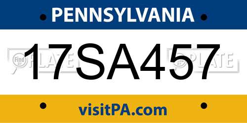 17SA457 Pennsylvania License Plate