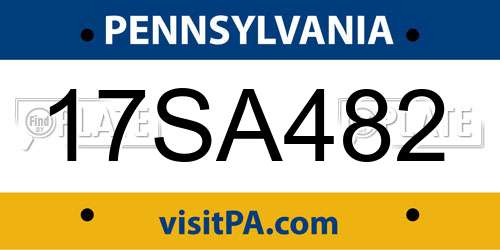 17SA482 Pennsylvania License Plate