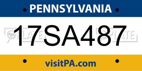 17SA487 Pennsylvania License Plate