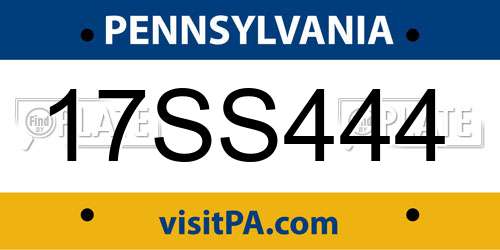 17SS444 Pennsylvania License Plate