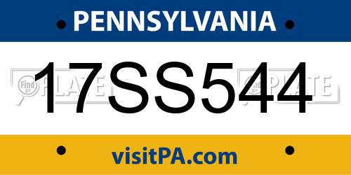 17SS544 Pennsylvania License Plate