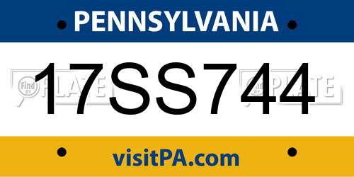 17SS744 Pennsylvania License Plate