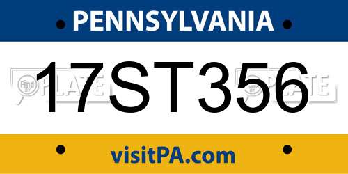 17ST356 Pennsylvania License Plate