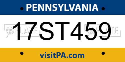 17ST459 Pennsylvania License Plate