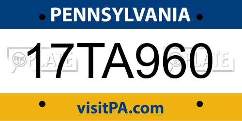 17TA960 Pennsylvania License Plate
