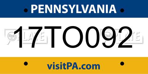17TO092 Pennsylvania License Plate