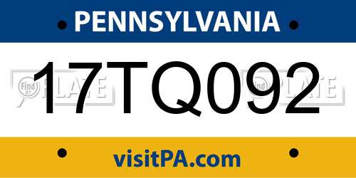 17TQ092 Pennsylvania License Plate