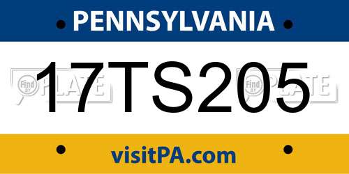 17TS205 Pennsylvania License Plate