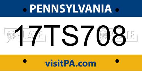 17TS708 Pennsylvania License Plate