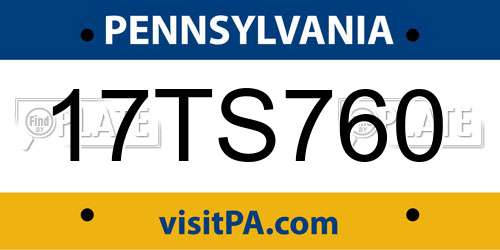 17TS760 Pennsylvania License Plate