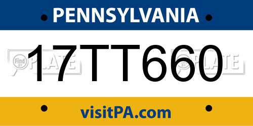 17TT660 Pennsylvania License Plate