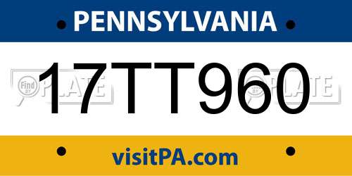 17TT960 Pennsylvania License Plate