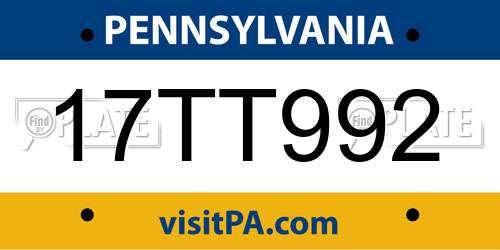 17TT992 Pennsylvania License Plate