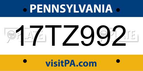 17TZ992 Pennsylvania License Plate