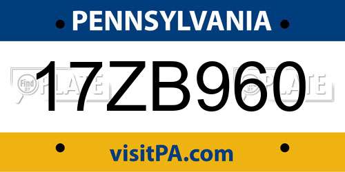 17ZB960 Pennsylvania License Plate