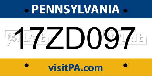 17ZD097 Pennsylvania License Plate