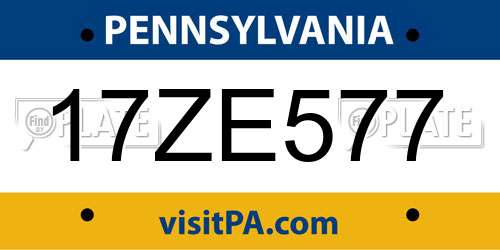 17ZE577 Pennsylvania License Plate