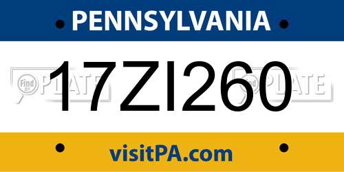 17ZI260 Pennsylvania License Plate