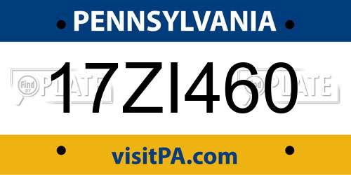 17ZI460 Pennsylvania License Plate