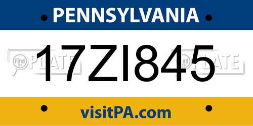 17ZI845 Pennsylvania License Plate