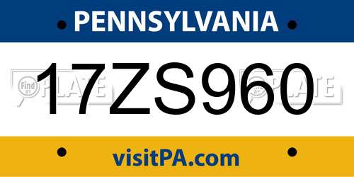 17ZS960 Pennsylvania License Plate