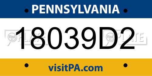 18039D2 Pennsylvania License Plate