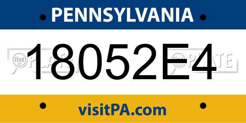 18052E4 Pennsylvania License Plate