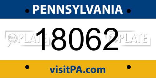 18062 Pennsylvania License Plate