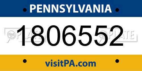 1806552 Pennsylvania License Plate