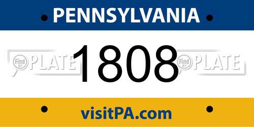 1808 Pennsylvania License Plate