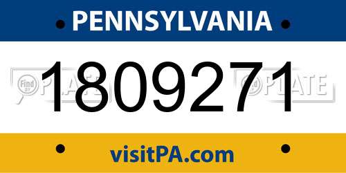 1809271 Pennsylvania License Plate
