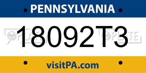 18092T3 Pennsylvania License Plate