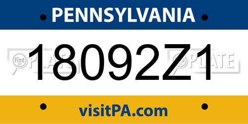 18092Z1 Pennsylvania License Plate