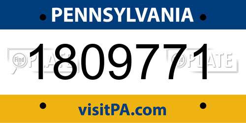 1809771 Pennsylvania License Plate