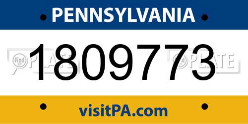 1809773 Pennsylvania License Plate
