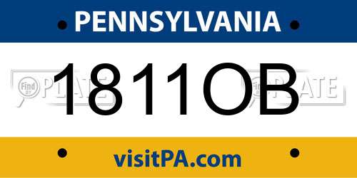 1811OB Pennsylvania License Plate