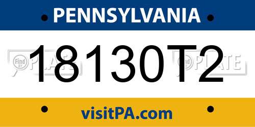 18130T2 Pennsylvania License Plate