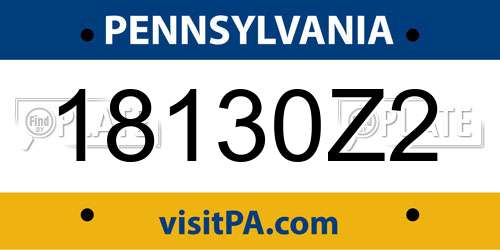 18130Z2 Pennsylvania License Plate