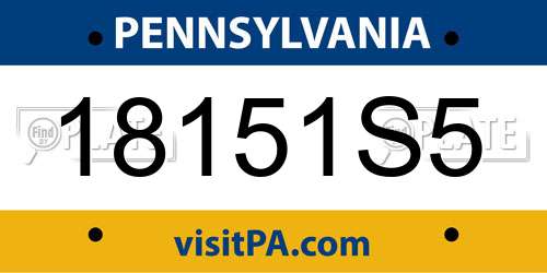 18151S5 Pennsylvania License Plate
