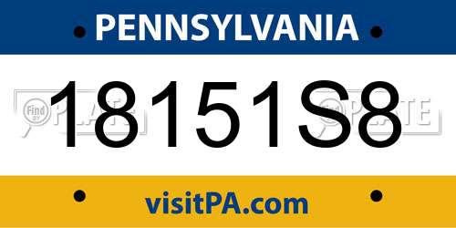 18151S8 Pennsylvania License Plate