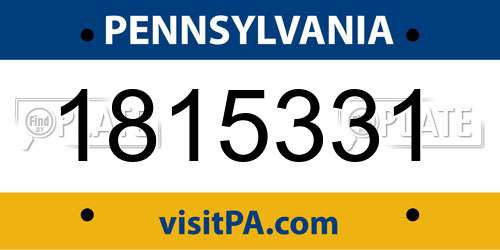 1815331 Pennsylvania License Plate