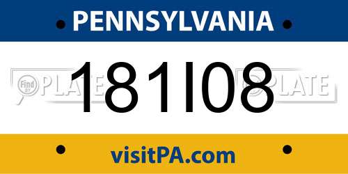 181I08 Pennsylvania License Plate