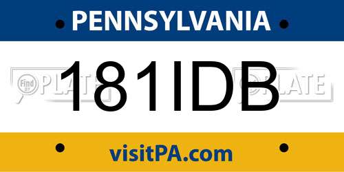 181IDB Pennsylvania License Plate