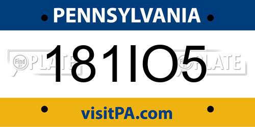 181IO5 Pennsylvania License Plate